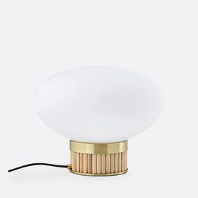 Lamp in messing, bamboe en opaline glas, Dolce