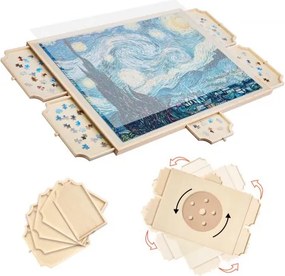 VEVOR 1500 stukjes draaibaar puzzelbord met 5 lades en deksel, draagbare puzzeltafel (890 x 660 x 30 mm), puzzelaccessoires voor volwassenen, puzzelorganizer en opbergsysteem voor puzzelborden