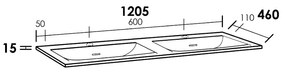 Sanituba Furiosa Mat dubbele wastafel fine stone met twee kraangaten 120cm