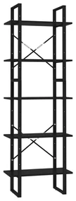 vidaXL Boekenkast met 5 schappen 60x30x175 cm spaanplaat zwart