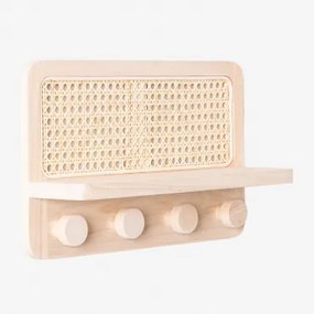 Riley Wandkapstok Met Rotan Plank Natuurlijk Hout - Sklum