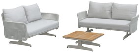 4 Seasons Outdoor Play 2 + 2-zits loungebank met salontafel  Loungeset    houtkleur weerbestendig