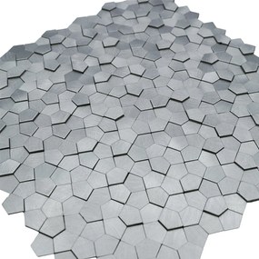 Zelfklevende Mozaïektegels Metaal | Pentagon 3D Zilver | 28,2×28,2 cm | Keuken, Bad &amp; WC