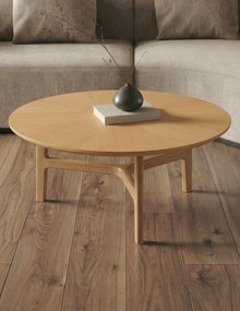 Mazzoni BELLUNO Naturel Essen - HOUTEN SALONTAFEL Ø65 cm ROND MODERN CLASSIC