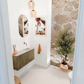 Mondiaz Joya DLux 80cm toiletmeubel dusk met wastafel faye rechts zonder kraangat opalo