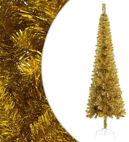 vidaXL Kerstboom met LED's en kerstballen smal 240 cm goudkleurig