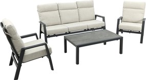 Lagos/Atlanta stoelen & 3-zitsbank loungeset 5-delig verstelbaar - Antraciet