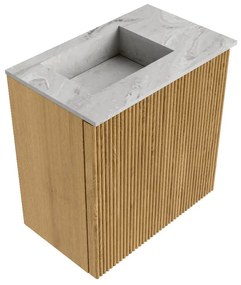 Mondiaz Joya DLux 40cm toiletmeubel oak met wastafel faye links zonder kraangat glace