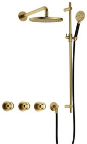 Hotbath Cobber IBSW70 Regendoucheset inbouw - 38.5cm wandarm - 20cm ronde hoofddouche - 3 standen handdouche - glijstang - Geborsteld messing PVD IBSW70BBP17