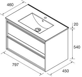 Muebles Resh badmeubel 80cm met 2 lades en wastafel legergroen