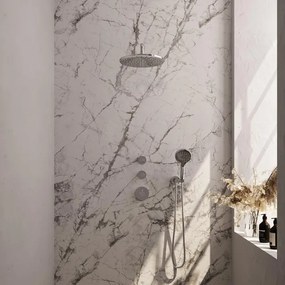 Brauer Chrome Edition Regendoucheset inbouw - hoofddouche 30cm - gebogen wandarm - met inbouwdeel - Gladde knoppen - handdouche Rond 3 standen - chroom 5-CE-077