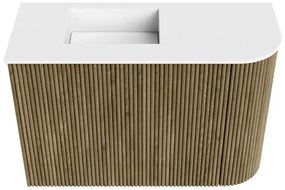 Mondiaz Joya 60cm toiletmeubel ronding rechts dusk met wastafel faye links zonder kraangat talc