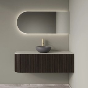 Gliss Design Alluro badmeubel ribbelfront met ronding links 120cm ebony en wit marmer toppaneel