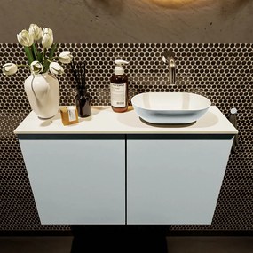 Mondiaz Fowy toiletmeubel 80cm clay met lichtgrijze waskom rechts zonder kraangat