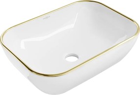 Mexen Rita opbouw wasbak 45 x 32 cm, wit/gouden rand - 21084505