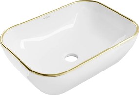 Mexen Rita opbouw wasbak 45 x 32 cm, wit/gouden rand - 21084505