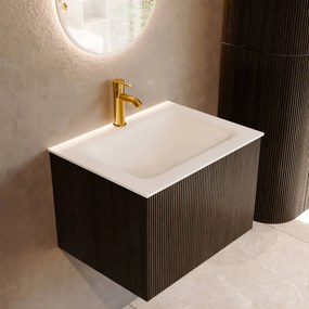Mondiaz Kurve 60cm badmeubel shadow met 1 lade en wastafel cloud midden 1 kraangat