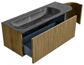 Mondiaz Kurve-dlux 125cm badmeubel ronding rechts dusk met 1 lade en deur en wastafel big medium links zonder kraangat lava