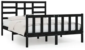 vidaXL Bedframe massief hout zwart 150x200 cm 5FT King Size