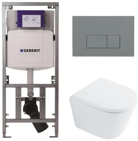 QeramiQ Dely Toiletset - 36.3x51.7cm - diepspoel - rimless - Geberit UP320 inbouwreservoir - softclose toilet zitting 35 mm - bedieningsplaat licht grijs - rechthoekige knoppen - wit glans SW1026255 / SW1159505/0701131/SW1102375