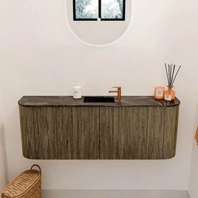 Mondiaz Joya DLux 115cm toiletmeubel ronding links/rechts dusk met wastafel faye midden 1 kraangat lava