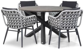 Tuinset Ronde Tuintafel 4 personen 125 cm Wicker Zwart  Lifestyle Garden Furniture Dolphin/Ancona