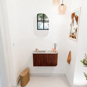 Mondiaz Joya DLux 70cm toiletmeubel ronding rechts ruby met wastafel faye links 1 kraangat glace