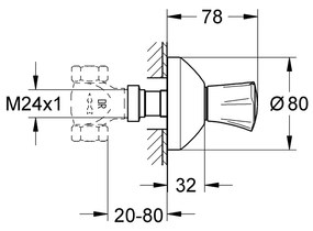 Grohe Costa-L afbouwdeel voor inbouw stopkraan warm chroom
