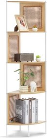 VEVOR Rotan Hoek Boekenplank Ladder Hoekplank 5 Planken met Metalen Frame, Smal Open Hoekplank voor Muur, Display Planken Ideaal voor Bibliotheek Vergaderruimte Kantoor Studeerkamer Natuurlijk