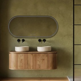 Saniclear Triova ovale spiegel 160x70cm met verwarming, directe en indirecte verlichting