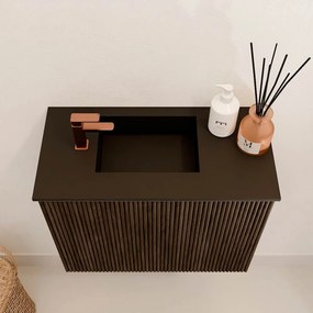 Mondiaz Joya 50cm toiletmeubel walnut met wastafel faye links 1 kraangat urban