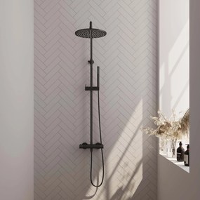 Brauer Black Carving opbouw regendouche met 30cm douchekop en staafhanddouche mat zwart