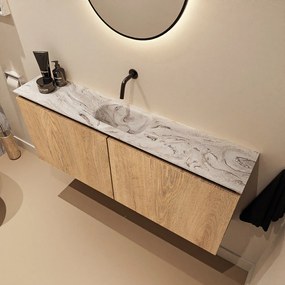 Mondiaz Ture DLux toiletmeubel 120cm washed oak met wastafel glace midden zonder kraangat