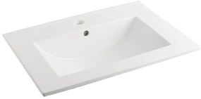 Muebles Raya badmeubel ribbelfront 60cm walnoot met witte wastafel met kraangat