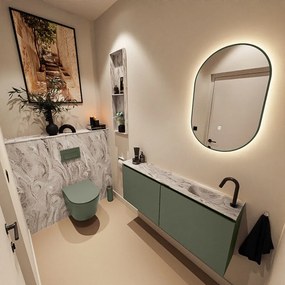 Mondiaz Ture DLux toiletmeubel 120cm army met wastafel glace rechts met kraangat