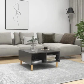 vidaXL Salontafel 60x60x30 cm spaanplaat hoogglans grijs