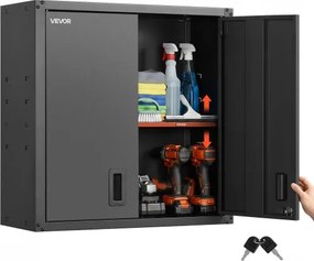 VEVOR Werkplaatskast, 762 x 310 x 762 mm, Stalen gereedschapskast met afsluitbare deuren en verstelbare plank, wandkast voor garage, kelder, keuken, magazijn, zwart