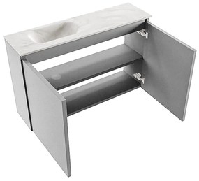 Mondiaz Ture DLux toiletmeubel 80cm plata met wastafel ostra links zonder kraangat