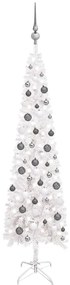 vidaXL Kerstboom met LED's en kerstballen smal 180 cm wit