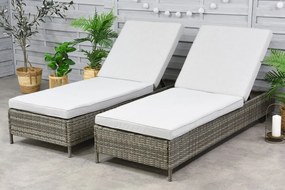 Set van twee kunststof rotan ligbedden Tobago Garden Point grijs