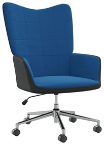 vidaXL Relaxstoel fluweel en PVC blauw