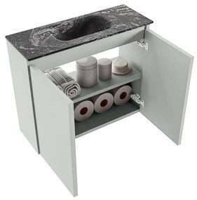 Mondiaz Ture DLux toiletmeubel 60cm greey met wastafel lava midden met kraangat