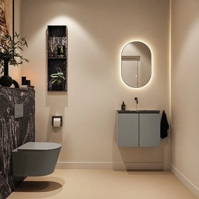 Mondiaz Ture DLux toiletmeubel 60cm smoke met wastafel lava midden zonder kraangat