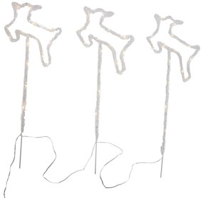 Set van 3 kerst prikspots wit herten incl. LED met timer IP44 - Shika