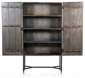 Eleonora Isa Grijze Kast Mangohout Met Snijwerk - 90x40x160cm.