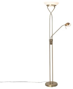 Vloerlamp brons incl. LED en dimmer met leeslamp - Empoli