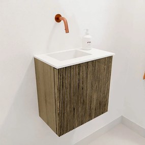 Mondiaz Joya 40cm toiletmeubel dusk met wastafel faye links zonder kraangat talc