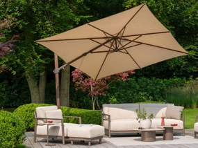 4 Seasons Zweefparasol Siesta premium 300x300 cm. - beach/dark woodlook