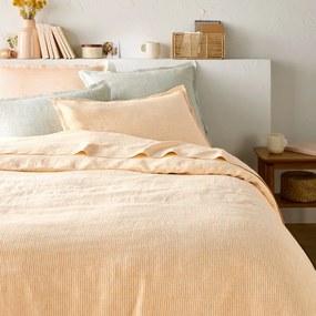 Gestreept dekbedovertrek in gewassnen linnen, Limona