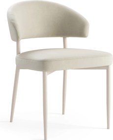 IRIS Zandkleurig beige (stof Victoria A80) / beige onderstel – MODERNE GESTOFFEERDE STOEL VOOR WOONKAMER/EETKAMER BOHO